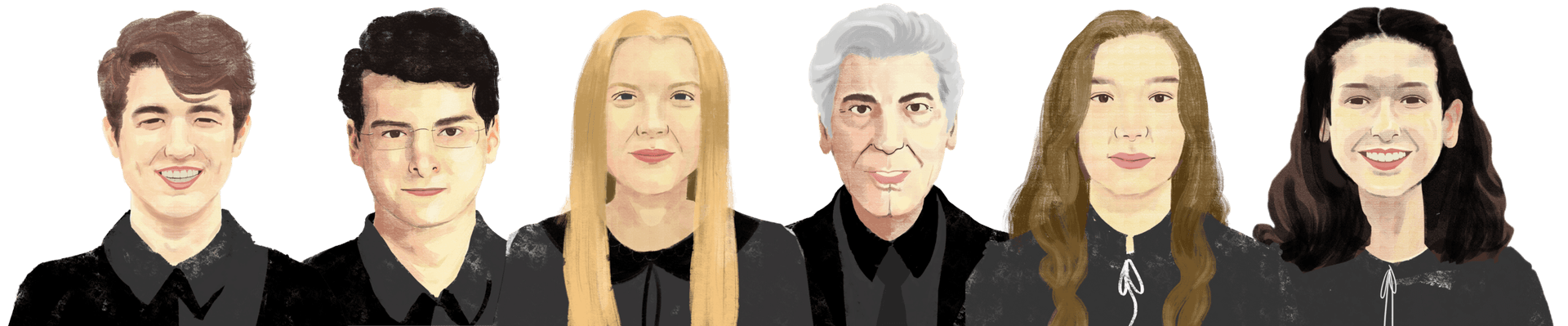 The YCOD founding team - illustrated portrait of six team members